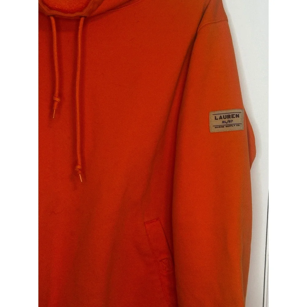 Lauren Ralph Lauren Orange Marine Supply Co RL/67 Cowl Neck Hoodie Mens Large